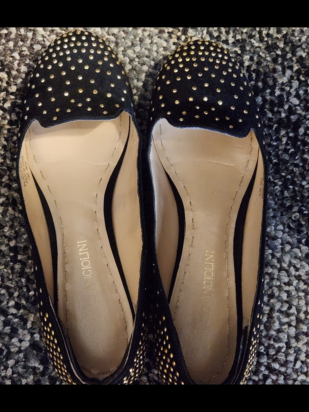 Enzo Angiolini Black Studded Loafers